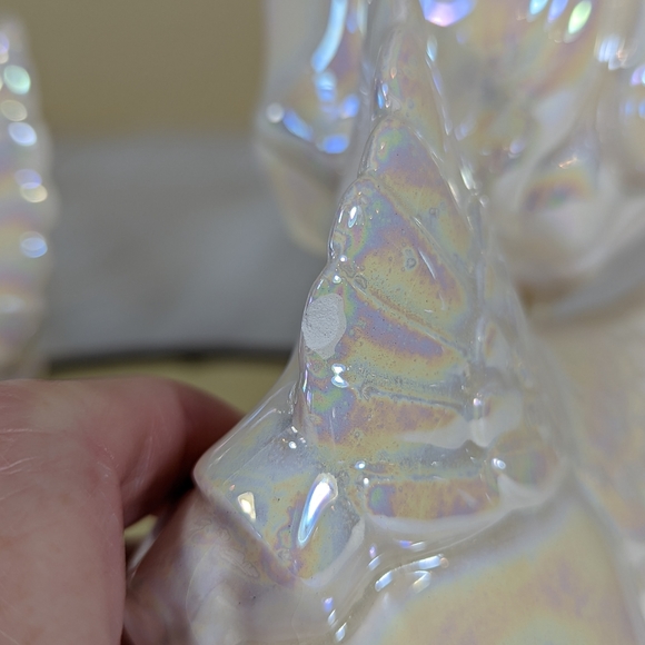 Vintage Studio Art Ceramic Kissing Angels Christmas Iridescent  Glaze 8in - Picture 8 of 8